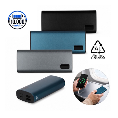 Power Bank 10.000 mAh de Aluminio Reciclado con Pantalla