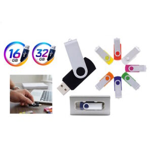 Memoria USB Metálica Giratoria Personalizada 16 GB y 32 GB