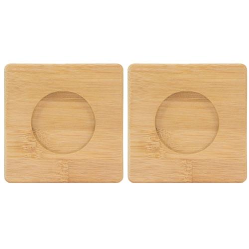 Set de Café con 2 Tazas de Cristal y Posavasos de Bambú - Imagen 3